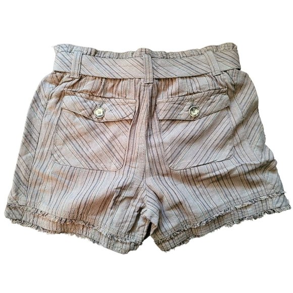 Democracy Shorts Absolution Olive Green Bermuda Fringe Edge Tie Size 2 JJ3070 - Picture 2 of 8